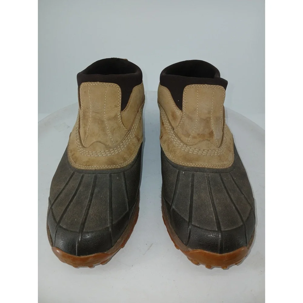 Vintage L L Bean Mens Duck Boots/shoes Tan Leather Low Top Snow Waterproof 12 C1